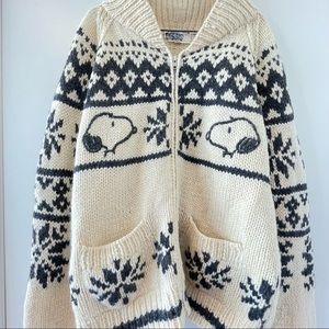 Peanuts Snoopy Zip up fair-isle knit sweater